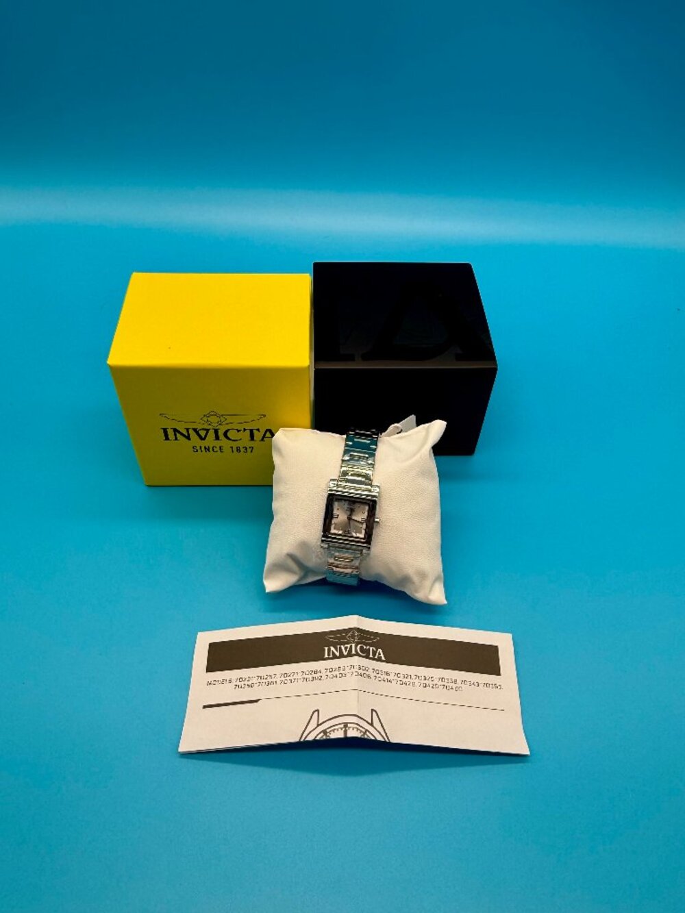 NWT Invicta Women’s Silver Rectangular Dress Watch Bracelet Box Papers